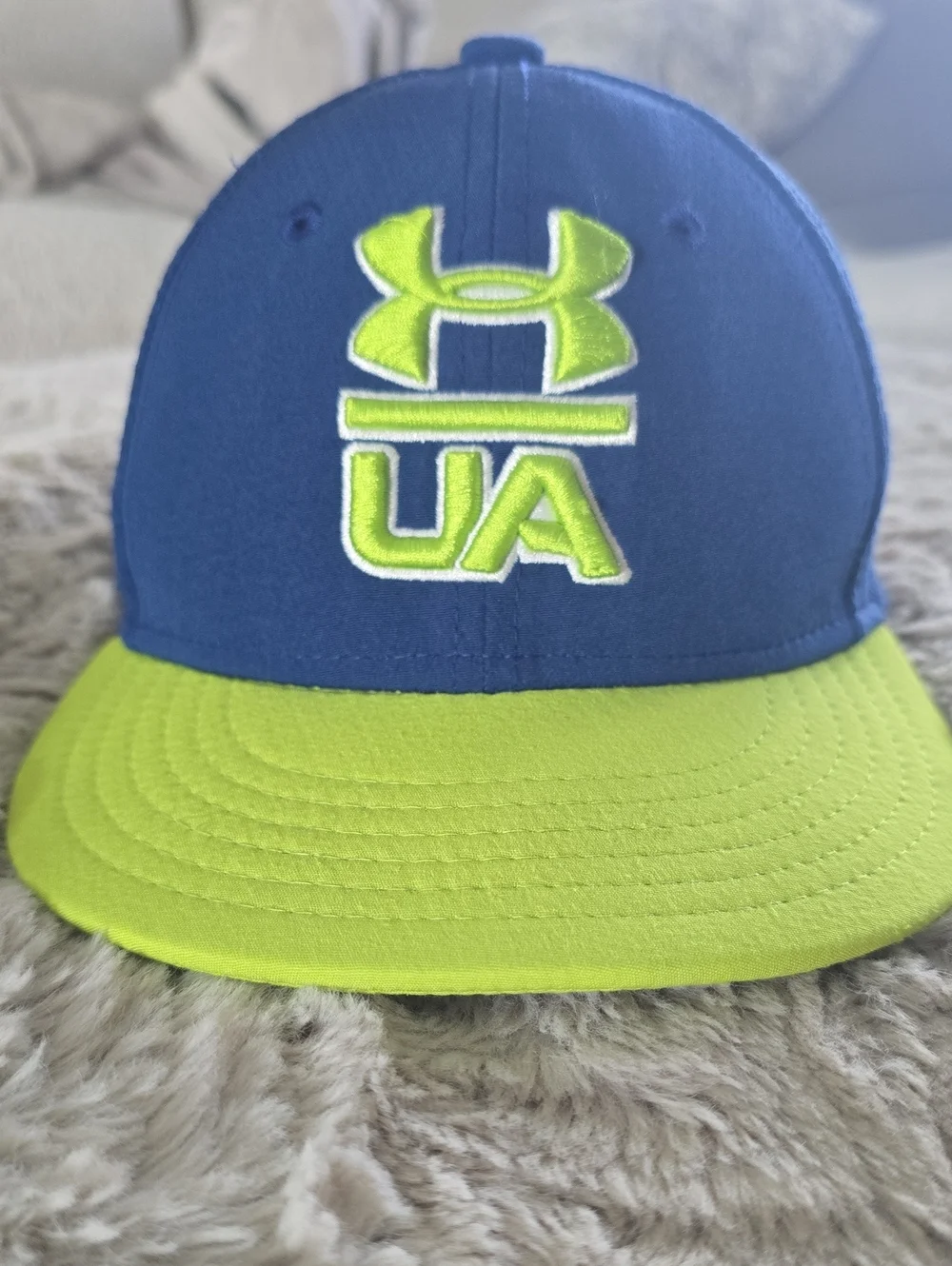 Under Armour Kids Royal Blue and Neon Yellow Flat Brim Hat